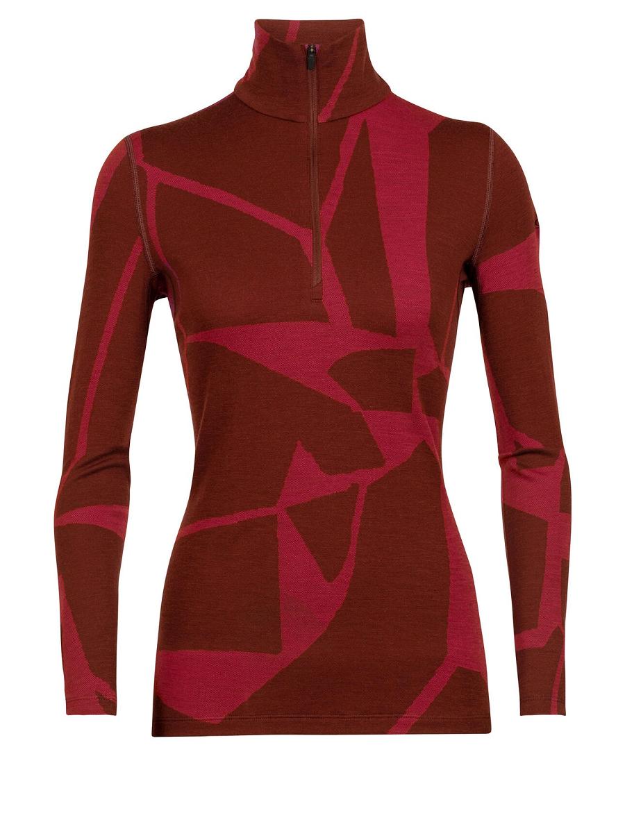 Base Layers Icebreaker Merino 250 Vertex Long Sleeve Half Zip Thermal Top Fractured Landscapes Damskie Różowe | PL 1087XYUF